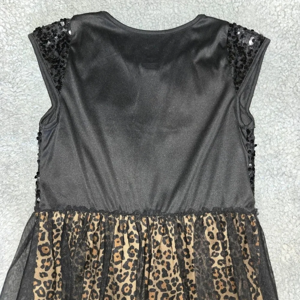 Girls' Black & Brown Leopard Print Sequin Dress – Size XXL 🐆✨ - Picture 4 of 6